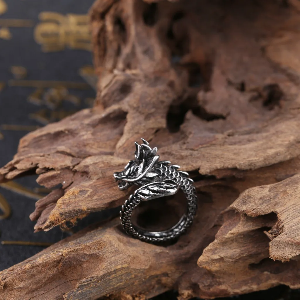 Винтажный в стиле панк готика Открытое кольцо Мужская Мода Дракон мужское кольцо Хэллоуин ювелирные изделия
