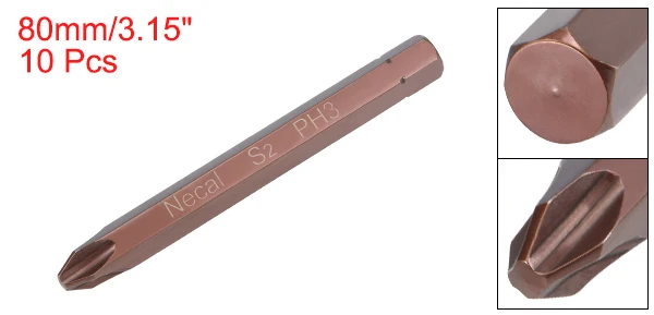 5or16inchx80xPH3 10p Uxcell отвертка Philips bits с шестигранным хвостовиком Длина Магнитная отвертка S2 сплав Сталь отвертка бит покраснение PH1/2/3 - Цвет: 5or16inchx80xPH3 10p