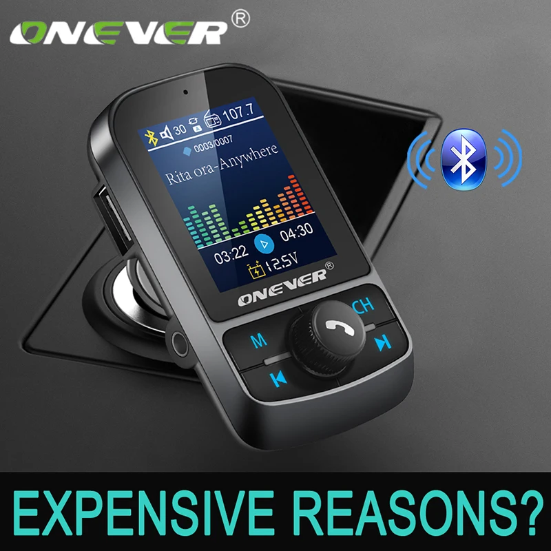 Автомобильный комплект с FM передатчиком Onever Bluetooth модулятор цветным экраном 1 8