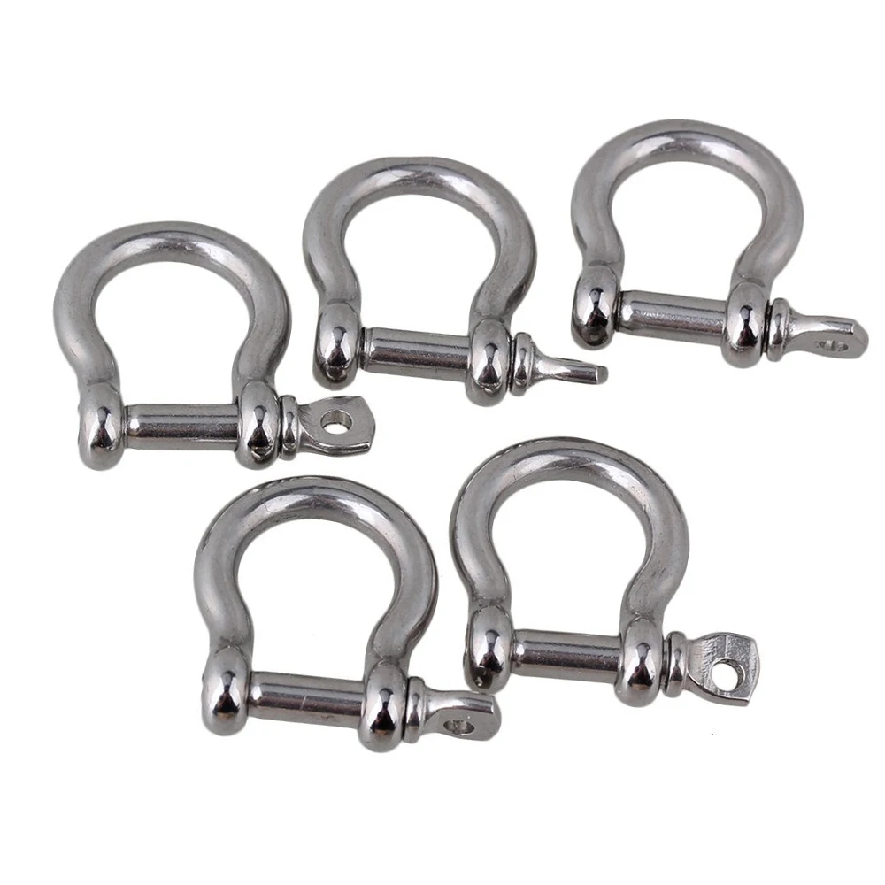 

5Pcs M4 Silver 304 Stainless Steel Rustproof Screw Pin Anchor Bow Shackle Clevis European Style