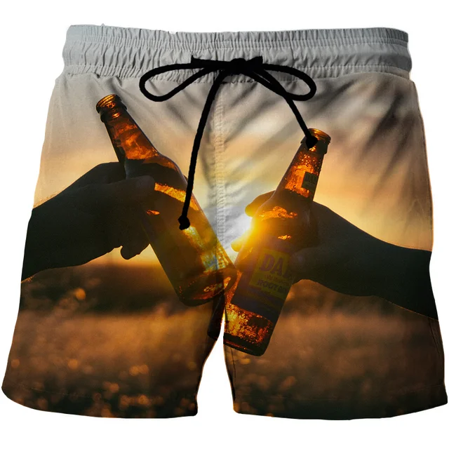 Graphic Beach Beer Shorts 3D Pattern 