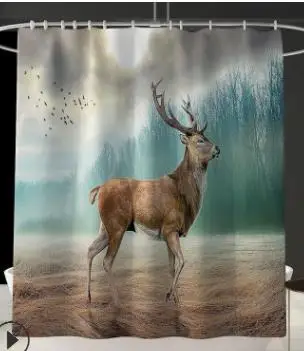 Shower curtain 1 Прямая поставка, Набор ковриков для ванной комнаты, набор ковриков для туалета, занавеска для душа, нескользящий коврик, набор ковриков для туалета, крышка крышки для душевой комнаты, коврик для пола - Цвет: Shower curtain 1