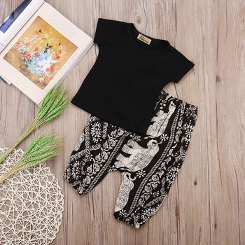 

UK Autum Clothes Toddler Kids Baby Girl Clothes Tops T-shirt+ Loose Long Pants Outfit Clothes Set 0-5T 2PCS