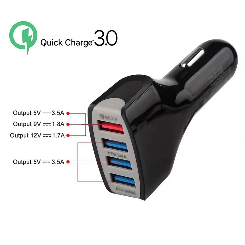 4USB QC 3 0 быстрая зарядка двойной USB порт автомобильная для IOS 3A Android смартфон