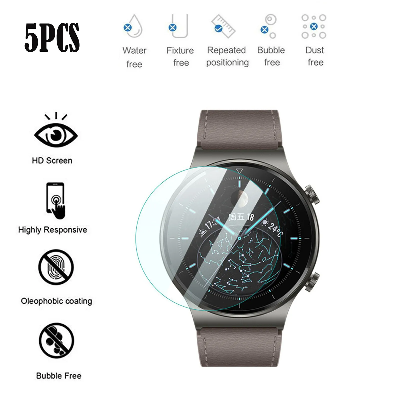 1/3/5 шт. закаленное стекло Защитная пленка для Huawei Watch Gt 2 Pro прозрачный защитный