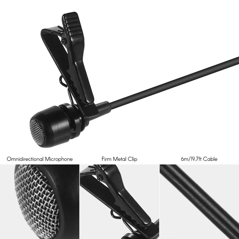 ACEMIC мини-микрофон с двойной головкой петличный микрофон Микрофон с отворотом, всенаправленный конденсатор с 3,5 мм разъемом для Youtuber