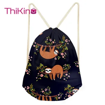 

Thikin Sloth Animals Casual Sack Drawstring Bag for Women Travel Backpack Toddler Softback Lady Beach Mochila DrawString Bag