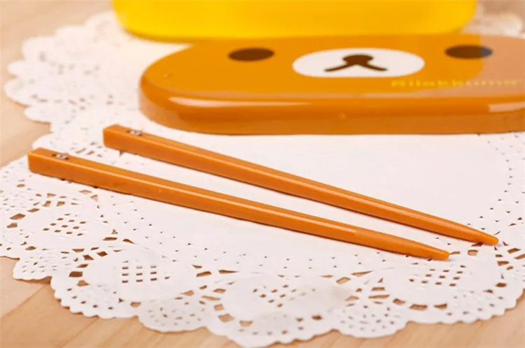 Export Japan Easily Bear Container Sushi Lunch Box Cartoon Bear Yellow Bird Double Layer Container Can Put Microwave