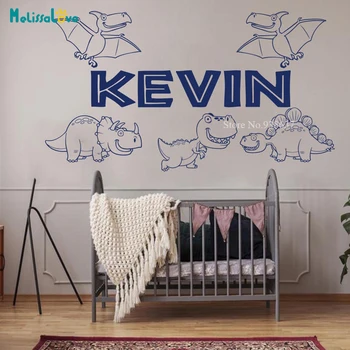 

Personalised Dinosaur Wall Decor Custom Name Cartoon Dinosaur Playroom Decal Nursery Boy's bedroom Wall Sticker BA936