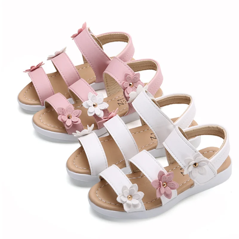 3D Cartoon Flower Princess Sandals 2022 Summer New Children's Shoes Girl Soft-soled Non-slip Beach Shoes Sweet for Party Flats