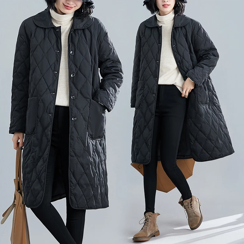Winter Warm Quilted Long Sleeve Jacket Women's Coat Plus Size Over Cotton Ladies Casual 2019 пальто женское стеганное |