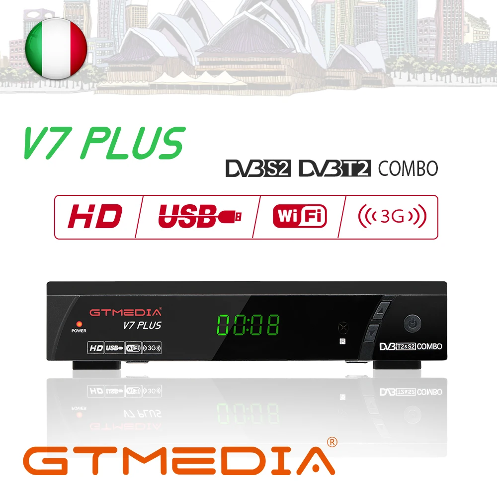 GTMEDIA V7 PLUS HD DVB-T2/S2 спутниковый ресивер H.265 cccam 5 линий для 1 года Европы Бесплатный ТВ декодер совместим с ACM ACS Biss Key