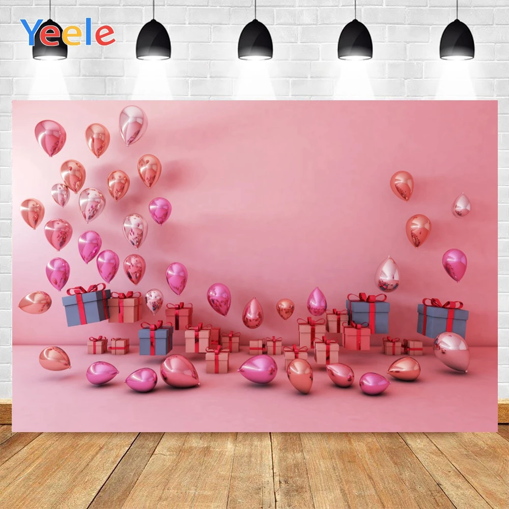 

Pink Balloon Gift Scene Proposal Decoration Birthday Party Portrait Photo Backgrounds Photography Backdrop for A Photo Studio