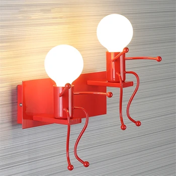 

Sale LED Wall Lamp Loft Metal Cartoon Robot Sconce Wall Lighting Indoor Wall Art Bedside Porch Luminaire Wall Lights for Home