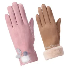 Новинка, Sparsil, стильный Для женщин зимние теплые Сенсорный экран перчатки кашемировая замша наручные Полный палец кролика с открытой варежки для девочек модные перчатки для женщин