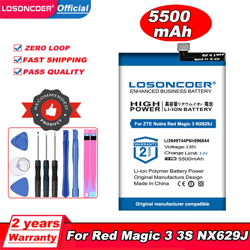 Оригинальный аккумулятор LOSONCOER 5500 мАч Li3949T44P6h996644 для ZTE Nubia Red Magic 3 3S NX629J высокого