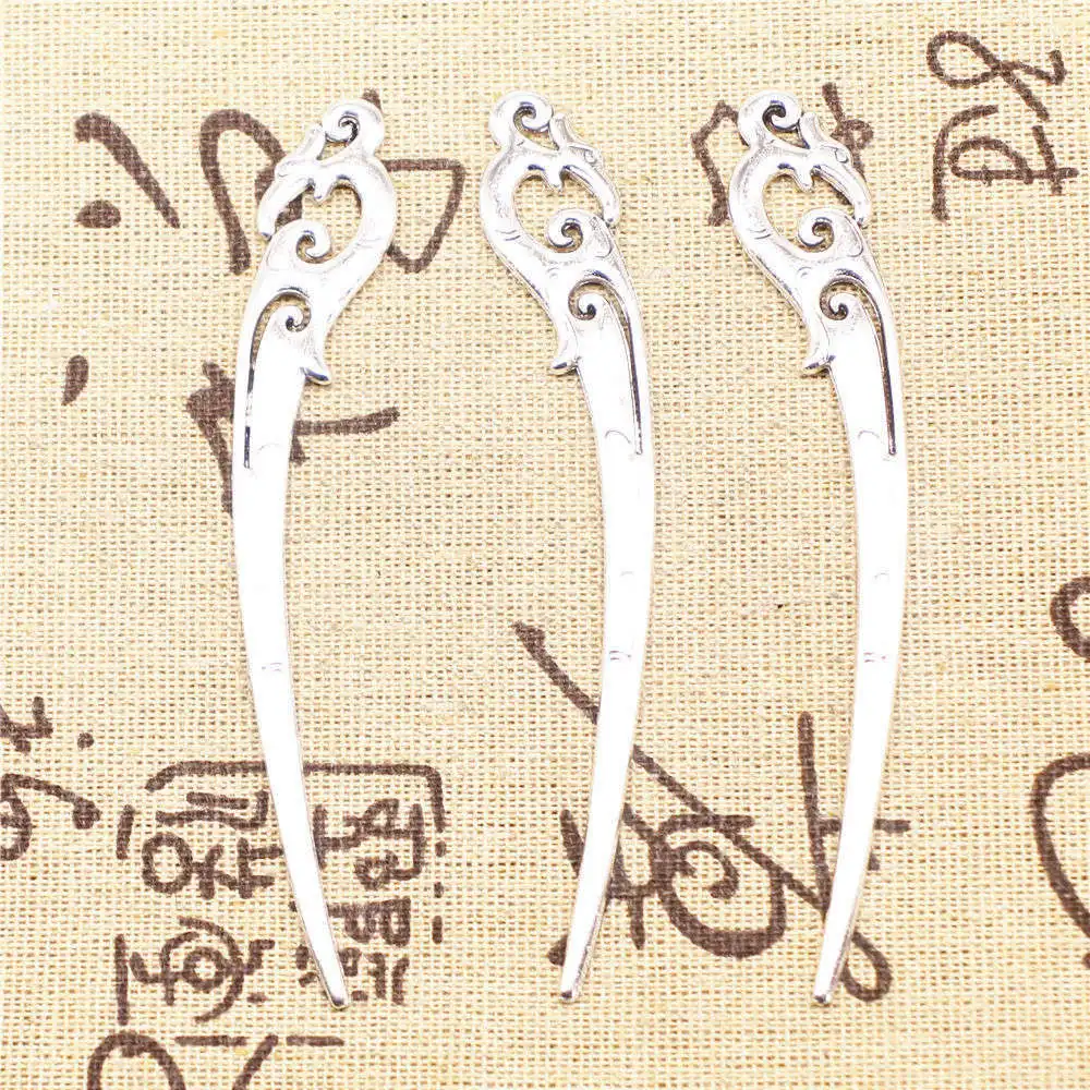 

Supplies For Jewelry Accessori Bun Bookmark Charms Antique Silver Color 3pcs 15x93mm
