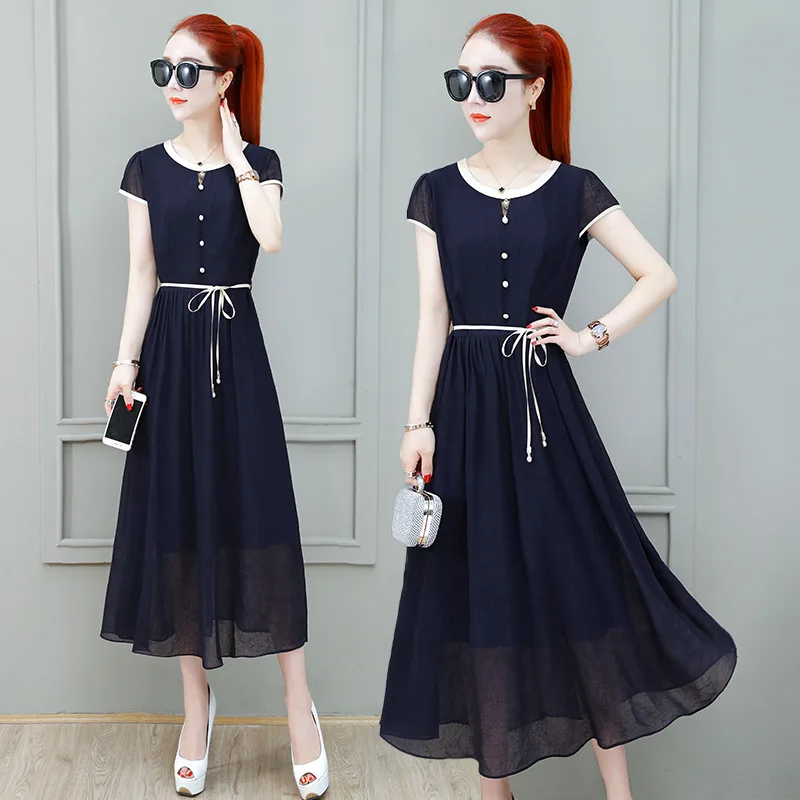 

Hot Selling WOMEN'S Dress Dress Summer 2019 Long Skirts Very Fairy of France Non-mainstream Platycodon Grandiflorum Skirt Chiffo