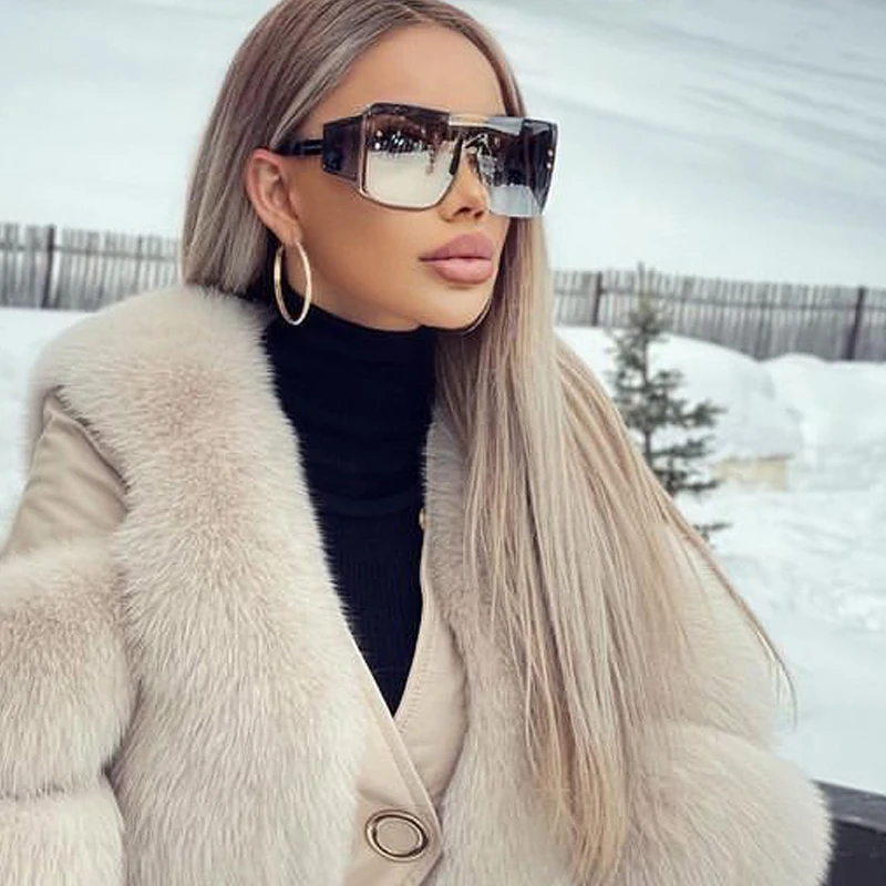 Unique Sexy Cool One Piece Sunglasses For Women And Men Luxury Brand Flat Wide Leg Alloy Sun Glasses Female Square Hip Hop Shade |