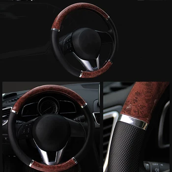 

Anti-skid Car Mahogany Soft Leather Non-slip Durable Steering Wheel 1pcs Deluxe New Cover Accs Part Tool Replaces
