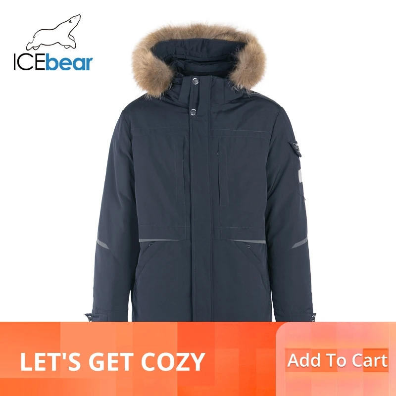 

ICEbear 2019 New Winter Men's Coat Hooded Jacket High Quality Brand Men's Clothing MWD19805I