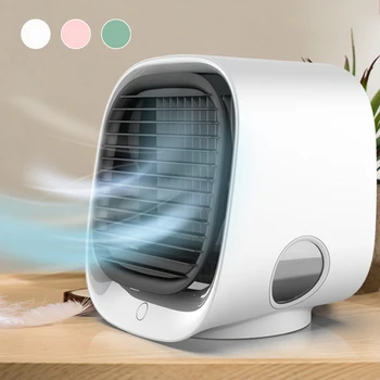 

Air Cooler Fan Mini Desktop Air Conditioner with Night Light Mini USB Water Cooling Fan Humidifier Purifier Multifunction Summer