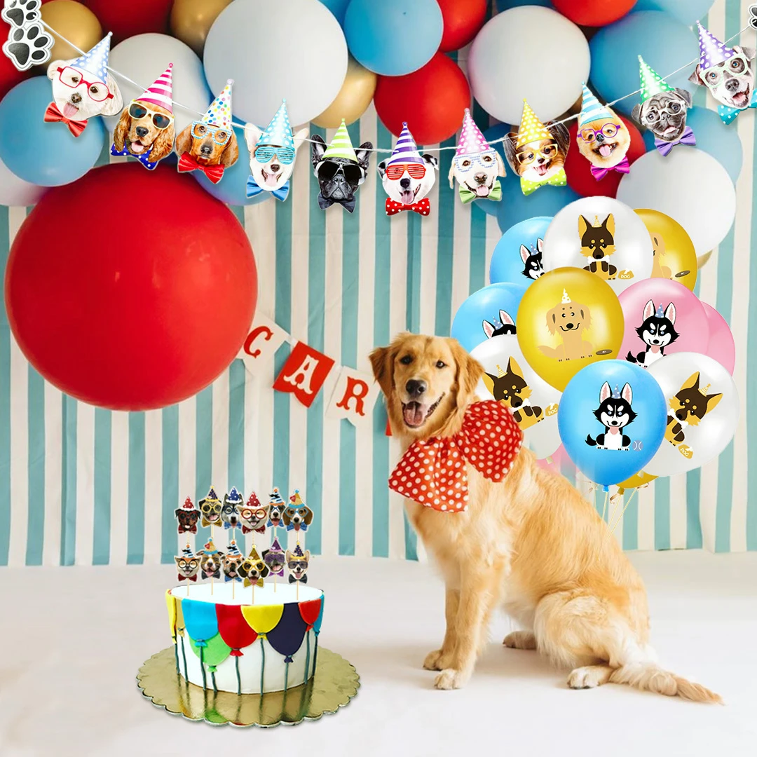 Banniere D Anniversaire Pour Chien 12 Pouces 1 Ensemble Ballons En Latex Imprimes Decoration De Gateau Sur Le Theme Du Chien Decoration De Fete D Anniversaire Aliexpress