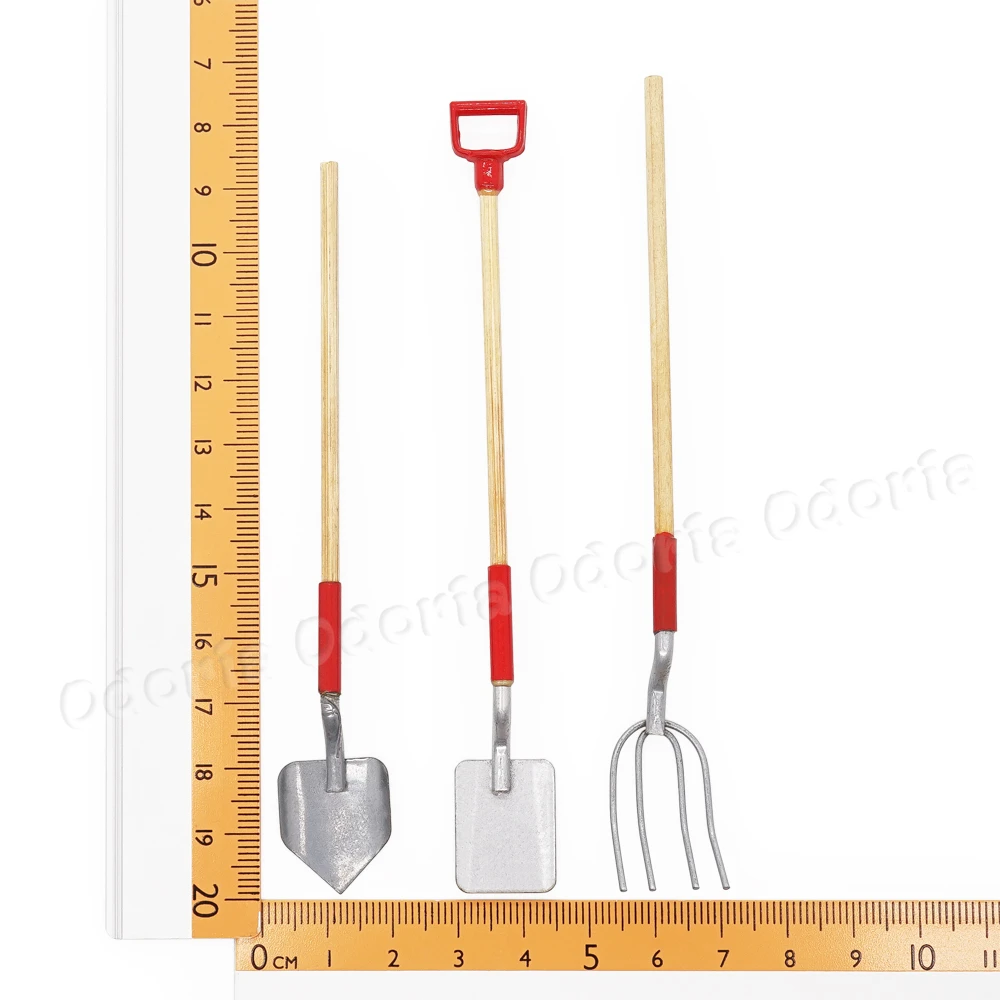 Odoria 1:12 Miniature Shovels & Pitchfork Set Barn Fairy Garden Patio Outdoor Tools Dollhouse Accessories Doll House Decoration
