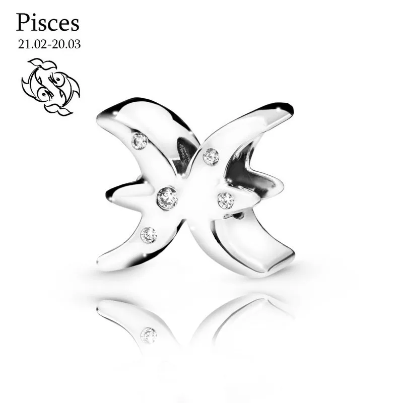 Winter New 925 Sterling Silver Beads Sparkling Zodiac Charms fit Original Pandora Bracelet Women DIY Jewelry - Цвет: pdl734