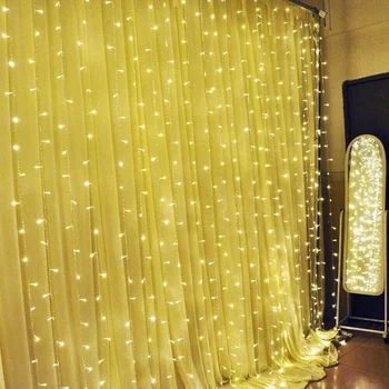 

2X2M LED String Light Fairy Remote Icicle Wedding Fairy String Light Christmas Light 300 Led Garland for Garden Party Curtain De