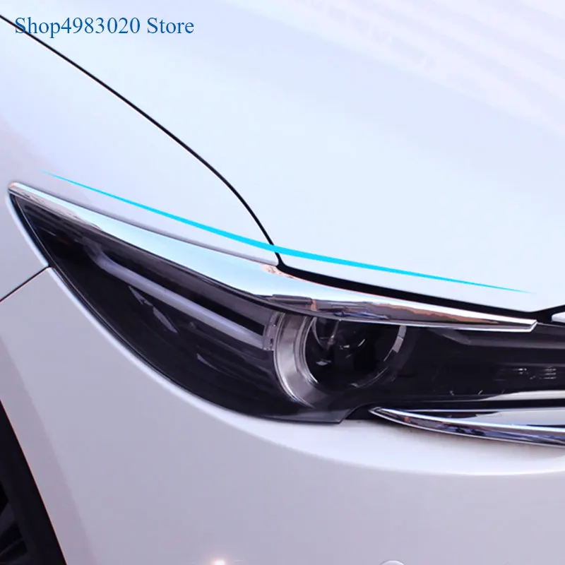 

For Mazda CX-5 CX5 2017 2018 2019 Front Headlight Head Lamp Eyebrow Eyelid Cover Trim Exterior Accessories ABS Chrome