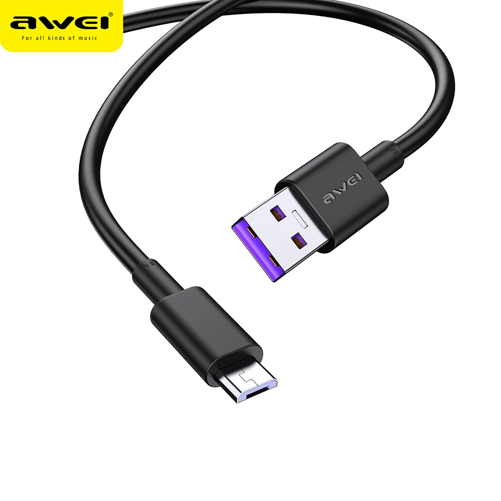 USB кабель Awei для быстрой зарядки и передачи данных 40 Вт 5 А дорожный