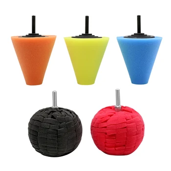 

6PCS 3 inch Car Polishing Disc set wheel hub steel ring polishing waxing sponge car detailing cone ball type Car Accessories