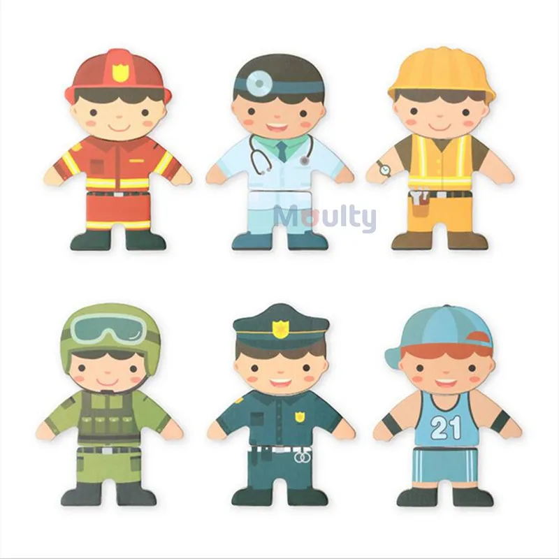 Moulty Magnetic Puzzles Bear Dress up Puzzles With Storage Case Changing 6 Suits Wooden Toys For Kids Professional Dressing Box 3