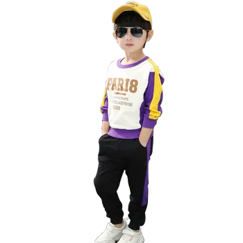 

Kids Clothes Letter Print Sweatshirt & Pants 2 Pcs Boys Outfits Patchwork Suit For Boys Autumn Casual Tracksuit For Boys School