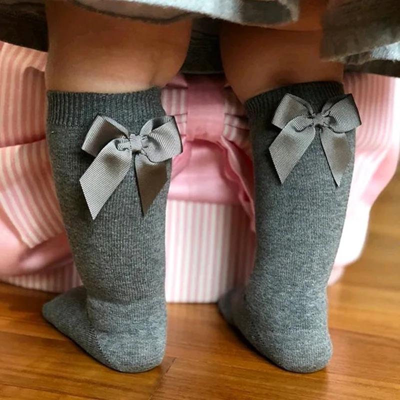 2021 calcetines de niñas bebé nuevo niños chica lazo grande hasta la rodilla largo 100% suave de algodón NIÑOS Calcetines Bowknot 0-5 años calcetines recién nacido