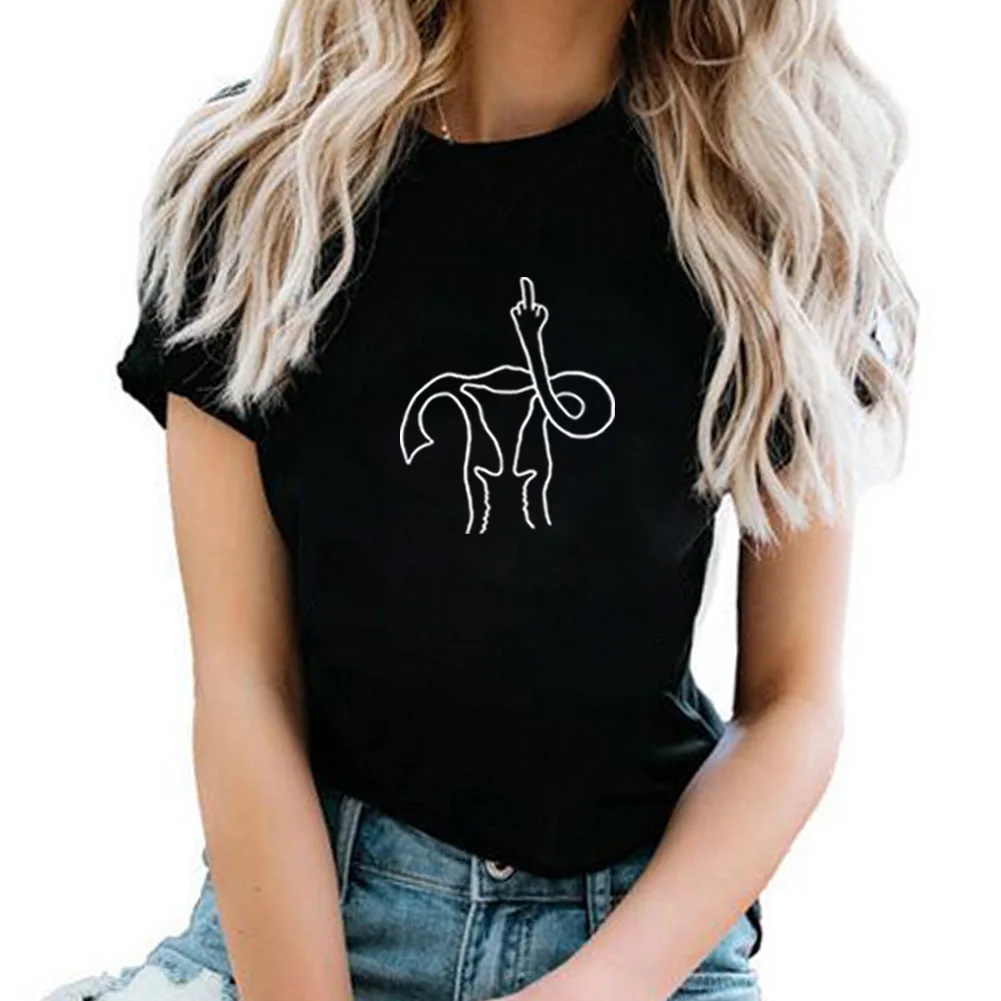 Женская футболка с круглым вырезом и коротким рукавом Uterus хлопковая