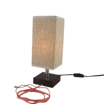 

USB Mobile Phone Computer Charging Sackcloth Desk Lamp Modern Minimalist Square Bedside Bedroom Led Night Light