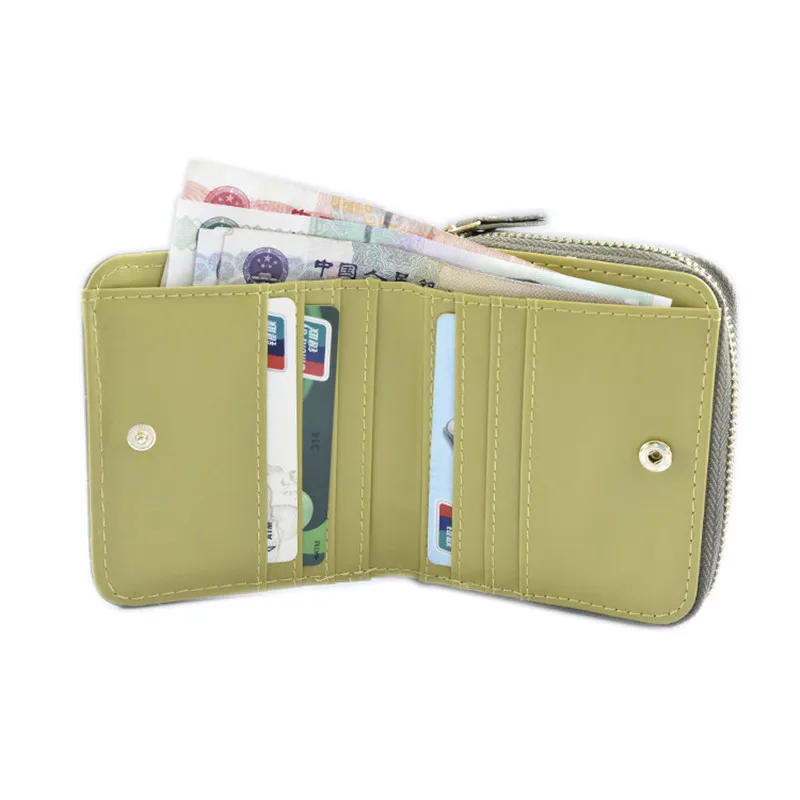 

PACGOTH New Simple Solid Color PU Leather Lattice Short MIni Wallet For Women Square Card Package Money Key Storage Coin Purse