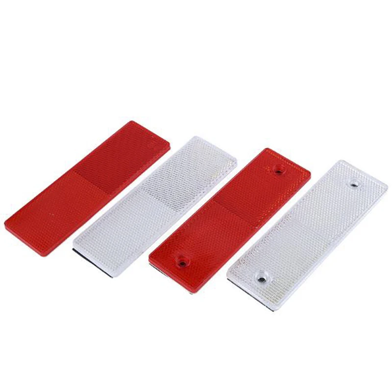Reflector de plástico rectangular para motocicleta, adhesivo reflectante de placa de advertencia, color rojo y blanco, señal de seguridad, gran oferta, 1 Uds.