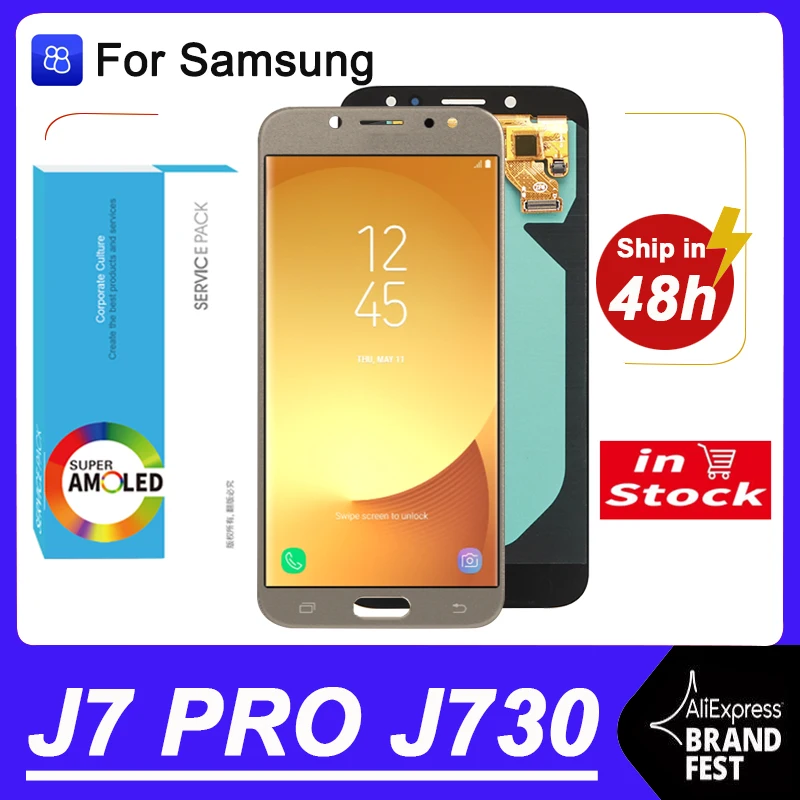 100% Оригинальный 5 ''Super AMOLED дисплей для Samsung Galaxy J730 J730F J7 Pro 2017 Полный ЖК-дисплей
