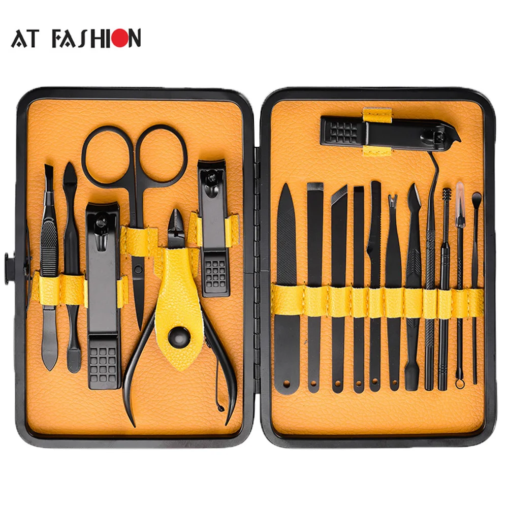 

At Fashion Professional 18pcs Nail Clipper Set Scissors Tweezer Knife Manicure Cutter Nail Art Pedicure Manicure Tools