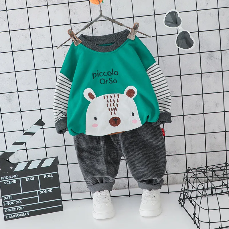 

2019 Autumn Baby Boy Girl Set Long Sleeve Cartoon Hoodie+Corduroy Pants 2pcs Newborn Outfit Cotton Casual Toddler Baby Tracksuit