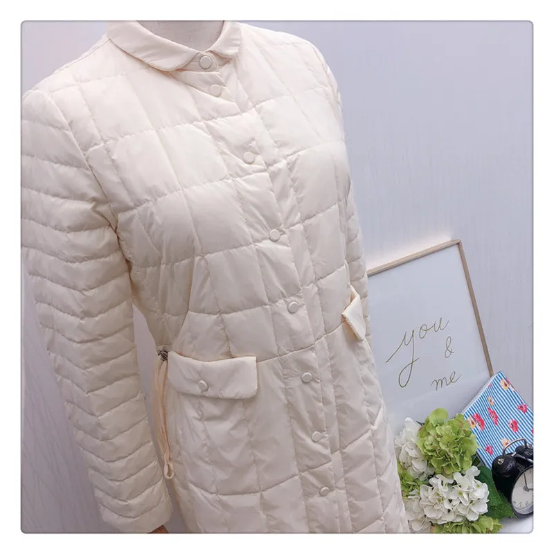 Sanishroly Autumn Winter Women Long Coat Drawstring Ultra Light Down Coat Parka Female White Duck Down Jacket Plus Size 2XL S716