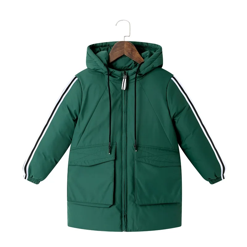 Baby autumn and winter new warm clothing children's jacket thickening plus velvet padded jacket boy hooded jacket boy war - Цвет: S04-green