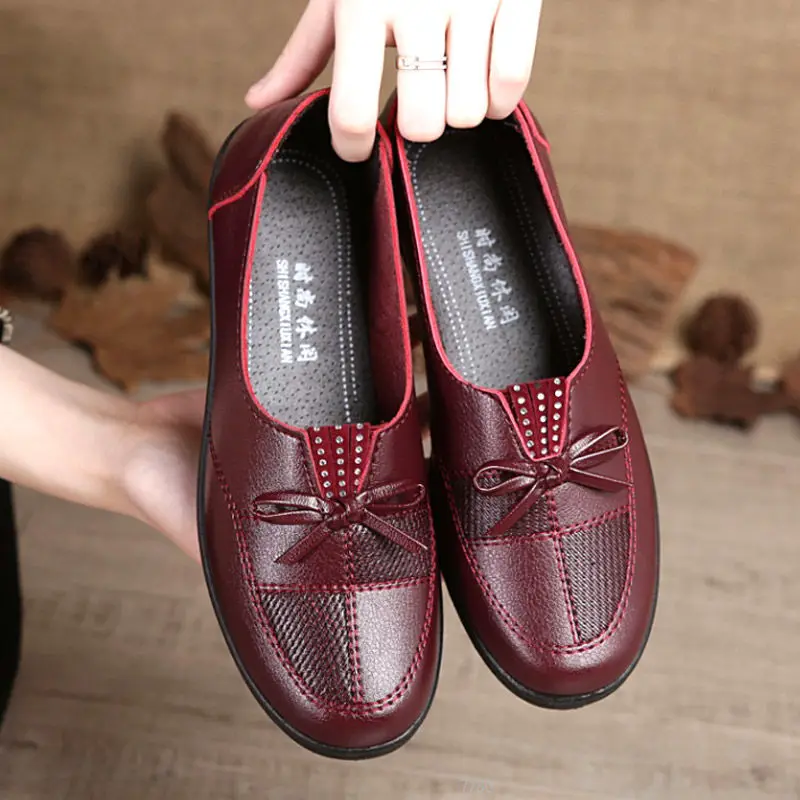 Soft Black Flats Ladies Leather Loafers Spring Autumn Women Flat Slip On Shoes Bowknot Woman Loafers New Moccasins|Women's Flats| - AliExpress