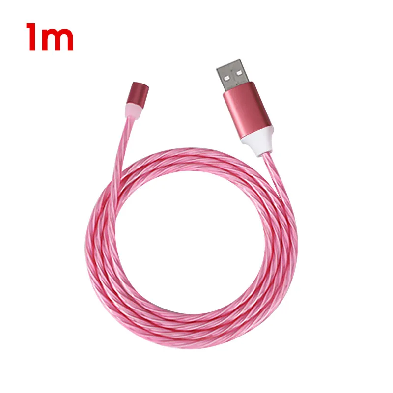 Светящийся кабель мобильного телефона зарядный кабель Свет Micro usb type C зарядное устройство для samsung Galaxy A30 A50 для huawei зарядный провод шнур - Цвет: Only Cable Pink