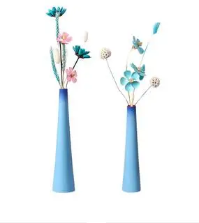 

LIGHT BLUE GRADIENT CERAMIC VASE CONICAL FLOWER ARRANGEMENT ORNAMENTS DESK DECORATION FLORAL SIMPLE PORCELAIN VASES HOME DECOR