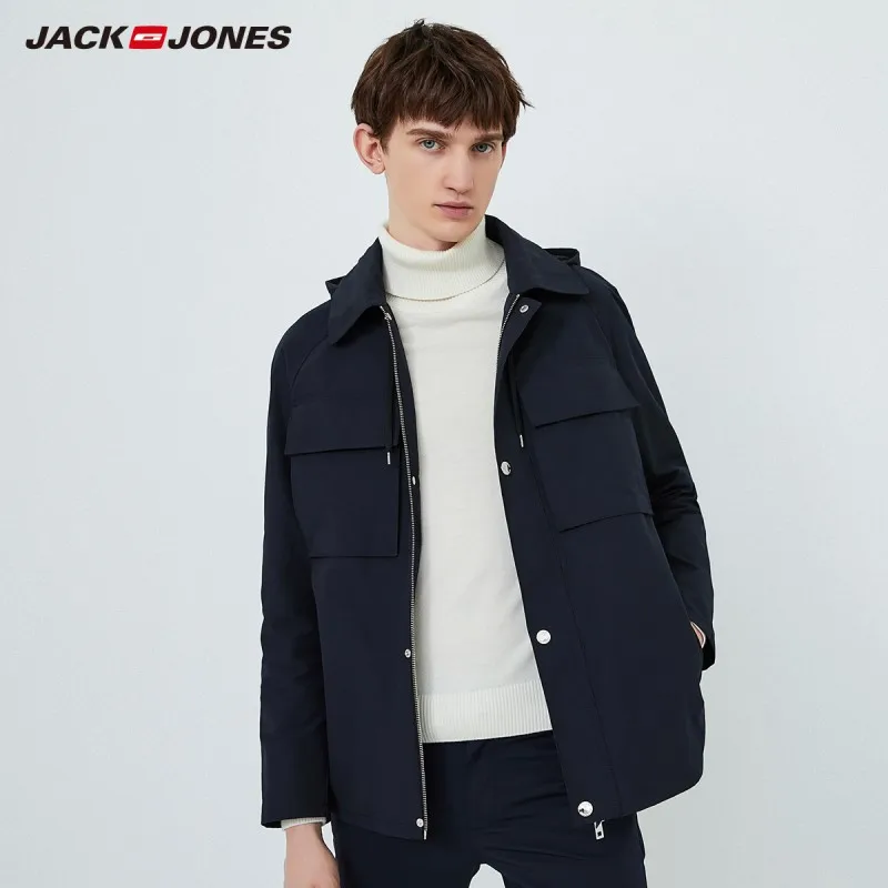 JackJones Мужская Весенняя Корейская короткая куртка с отстегивающимся капюшоном в