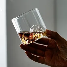 

1PC Whiskey Cup Wine Beer Teacup Flat Cup Glass Cups of Tea Microwave and Dishwasher Safe Creativity Shape Drinkware